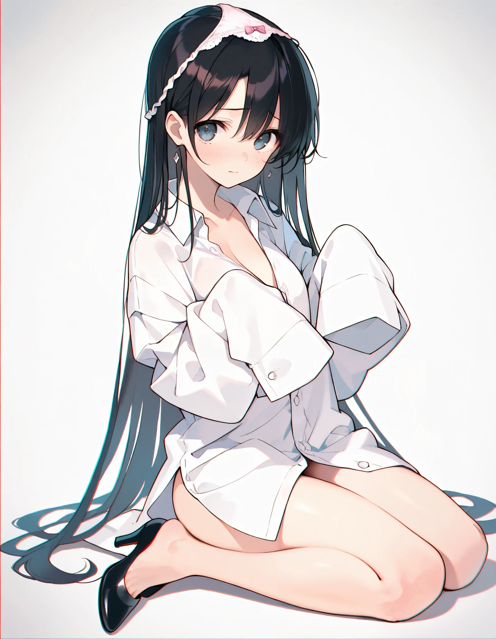 Quality, masterpiece, Very detailed, 1 girl, Brustwarzen (stand ), Full body, blush, ashamed, very very young, white thin top, very wet, Switzerland, Rain, no underwear, see-through clothing, nipple, blue long hair, roxy migurdia, Stand, be ashamed, ashamed, Hut