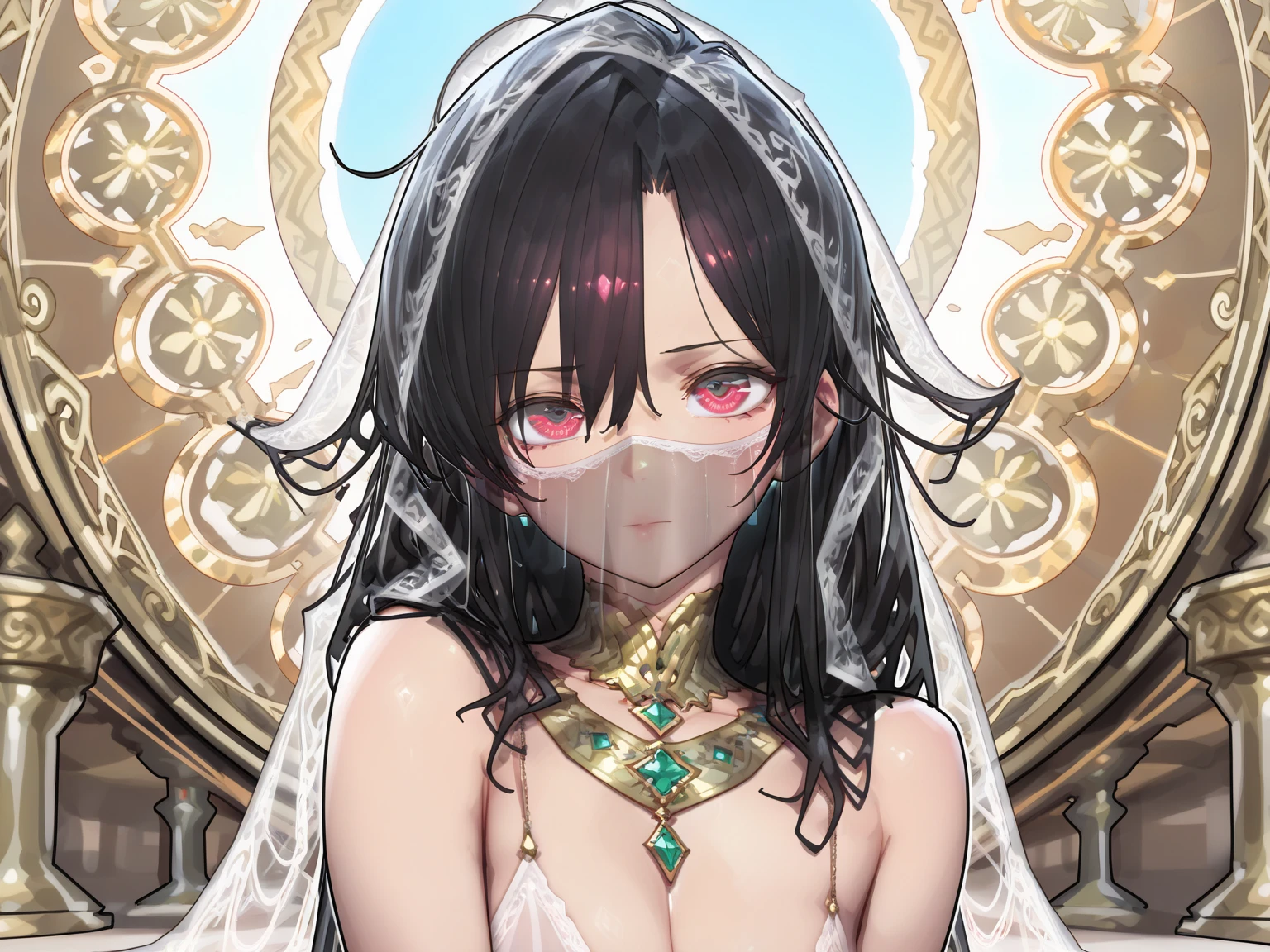 (masterpiece, best quality:1.5), official art, raw photo, incredibly absurdres, Arabian Nights, upper body, dancer, veil, see-through, (decorative, shiny:0.8), ultra realistic, highres, photography, sharp focus, highest detailed, extreme detailed, ultra detailed, finely detail, extremely detailed eyes and face, sharp pupils, realistic pupils