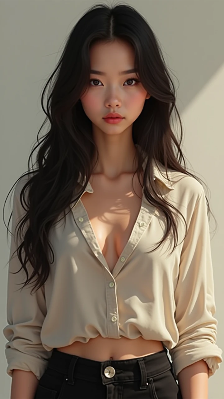 masterpiece,official art, Unity 8k wallpaper, ultra detailed, beautiful, best quality ,black hair,  bedroom, Undershirt,
