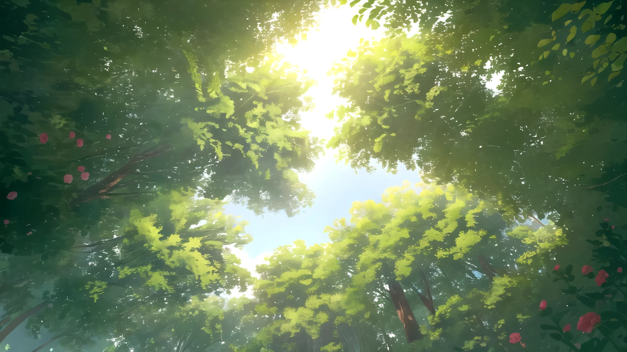 masterpiece, best quality, potg style, scenery, flowers, grasslands, from below,