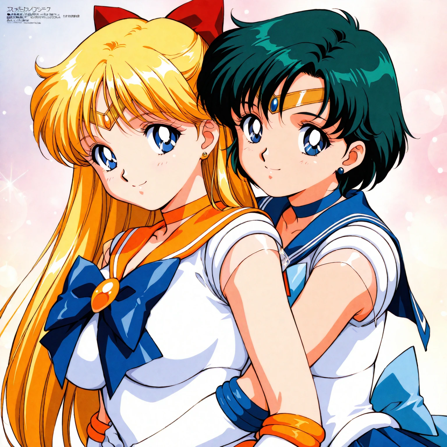 2girls, ((yuri)), detailed eyes, Perfect features, (masterpiece), (best quality:1.4), absurdres, [:intricate details:0.2], moist skin, shiny skin, glossy skin, (masterpeace, best quality, good quality:1.4), masterpeace, intricate details, smile, smile, smile, BREAK Michiru,green_sailor_senshi_uniform_blue_bowtie_blue_backbow_green_skirt,
BREAK Michiru,green_sailor_senshi_uniform_blue_bowtie_blue_backbow_green_skirtADDCOL,2girl,staring at each other,holding hands,light smile,
BREAK Haruka,blue_sailor_senshi_uniform_yellow_bowtie_blue_backbow_blue_skirt,