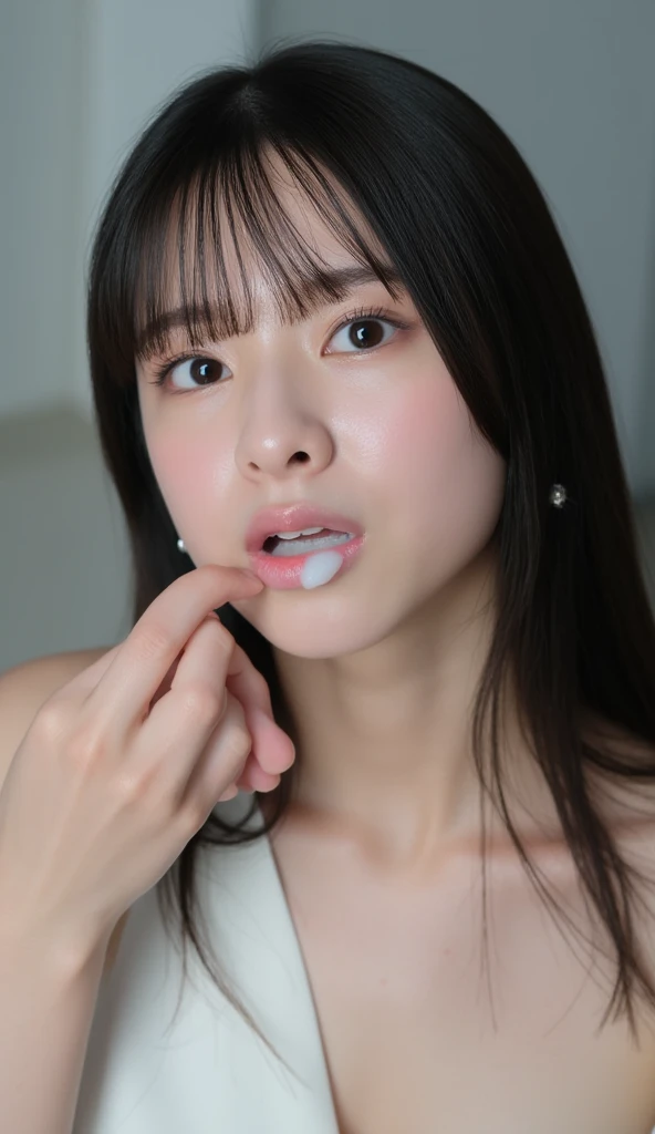 licking mouth, Highest quality, High resolution, detailed , Perfect penis, detailed, Licking the tip of the penis, Sucking penis, A little how on the tip, deep throat ,deep throat,deep throat / how, Pinch Perspective, Ahegao, Watch as they wake up from their sleep and give you a blowjob, Give me a blowjob on my body, On all fours,Completely naked、Full nudity、A large amount of white fluid comes out of the penis、My face is covered in sticky white liquid、A large amount of drips from the mouth、、Facial、Completely naked、Full nudity