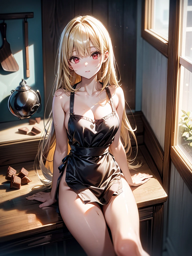 girl's body, eyes open, medium flesh and medium thinness, large breasts, blood from the mouth, examination room, autopsy table, blood, hospital, --auto