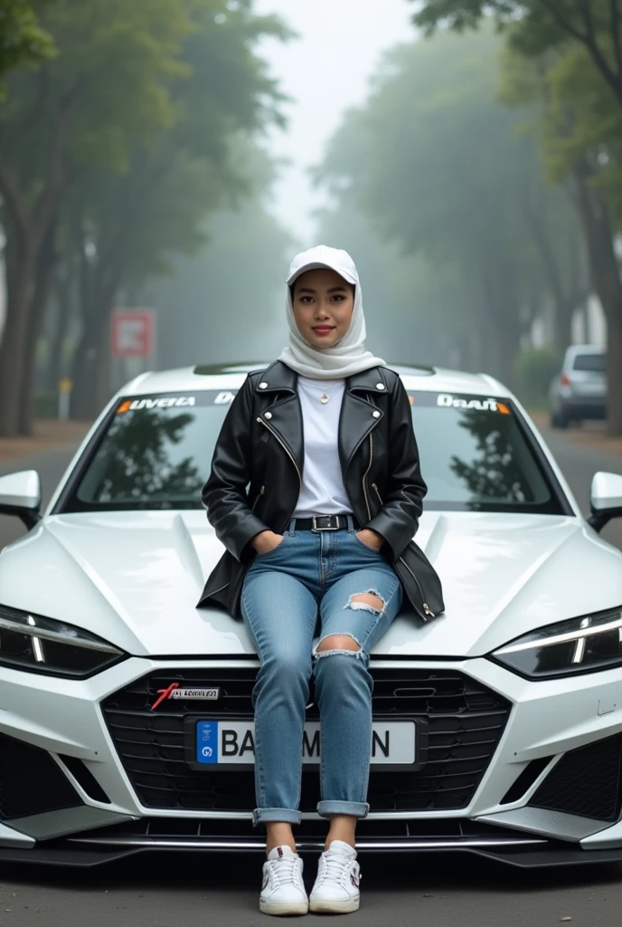 (RAW photo: 1.2), top quality, beautiful detailed neelofa, satin long sleeve pyjamas with long pants, smile, hijab, crawling on all fours, blue pyjamas, highly detailed eyes and face, beautiful detailed eyes, huge file size, high resolution, 8k wallpaper, fine detail, highly detailed ticker uniform 8k wallpaper, light on face, movie lighting, 18 year old girl, sexy pose, (photorealism: 1.4), illustration, Super Detail