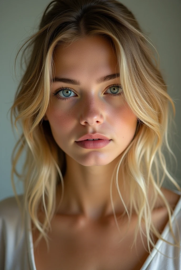 blonde hair big green eyes forehead is slightly arched, giving my face a distinctive shape. It flows seamlessly into my high, defined eyebrows. The bridge of my nose is straight and symmetrical, super cute 14yr innocent face Russian teen tiny micro bikini