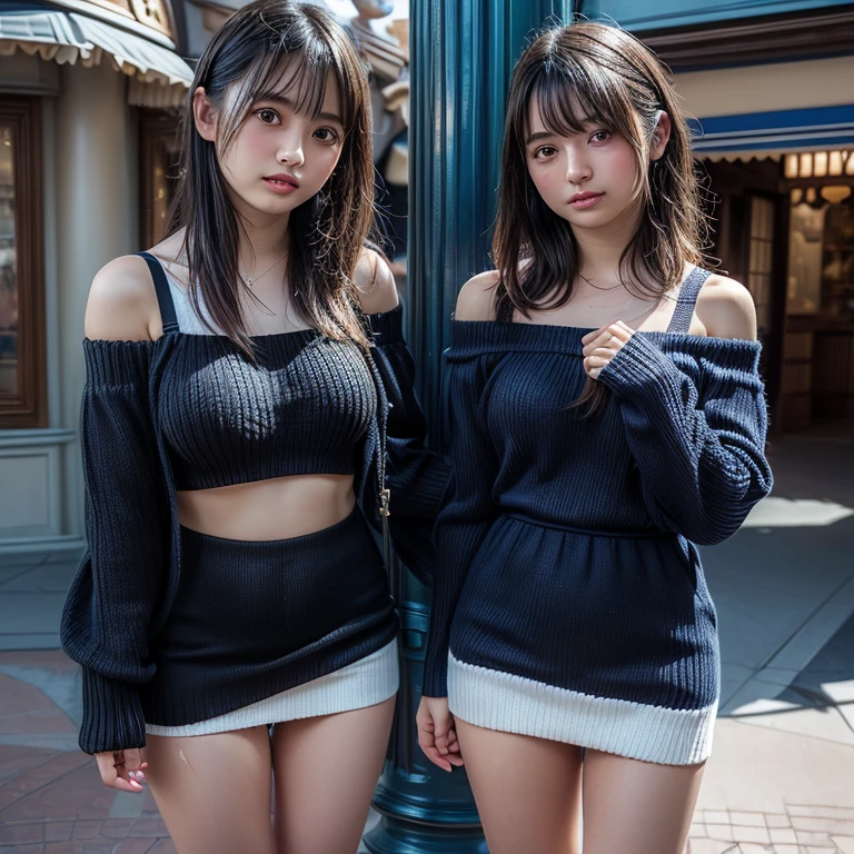 (2 girls of the same age:1.2) , Dual Focus, Japan girls, captivating, 16 yo, Japan girls, black hairr, Stand next to each other. , School uniform , Sleeveless sailor suit , twintails, (smile:0.7), I scrunchie, (high saturation:1.2), (low contrast:1.1), (high saturation:1.0), (very detailed skin), (bestquality:1.0), (ultra highres:1.0) ,(photorealistic portrait:1.0), (ultra-detail:1.0), (10, RAW photo:1.1), (Skirt Lift:1.0)