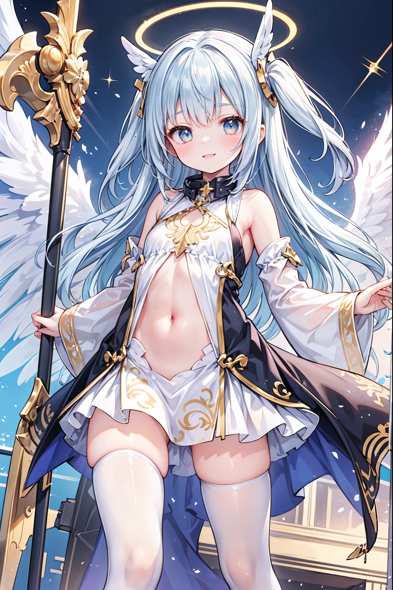 ((masterpiece, Highest quality)), (One Girl), (alone), (Focus on women), (Ahoge, Gray Hair, Very long hair), Golden Eyes, A light smile, Open your mouth,Swimwear, Are standing, White Background, Place your arms behind your back, 