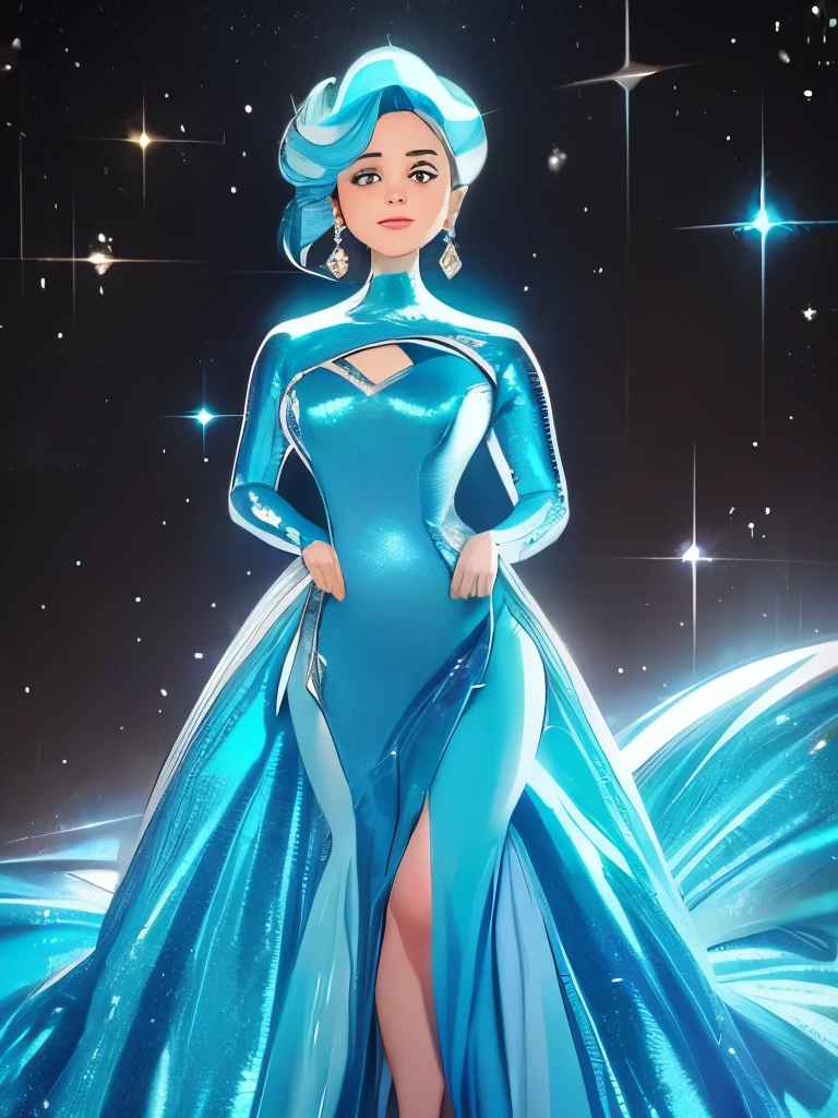 a vibrant cinematic photo of outer space, Pearl, short hair, forehead jewel, standing, close up, smiling , solo, hands on hip, upper body
, Blue leotard with tiny gold star on front, small blue skirt, teal ribbon around waist, yellow bike shorts, pink socks, bare shoulders ,sleeveless, nighttime, beach, stars,
, nebula, alien world, octane render, high quality, 24mm, 4k textures, soft cinematic light, adobe lightroom, photolab, hdr, intricate, elegant, highly detailed, sharp focus, ((((cinematic look)))), soothing tones, insane details, intricate details, hyperdetailed, low contrast, soft cinematic light, exposure blend, hdr, faded, <lora:more_details:.8>,
(insanely detailed,beautiful detailed face, masterpiece, best quality)
<lora:Pearl-10v3:0.8>