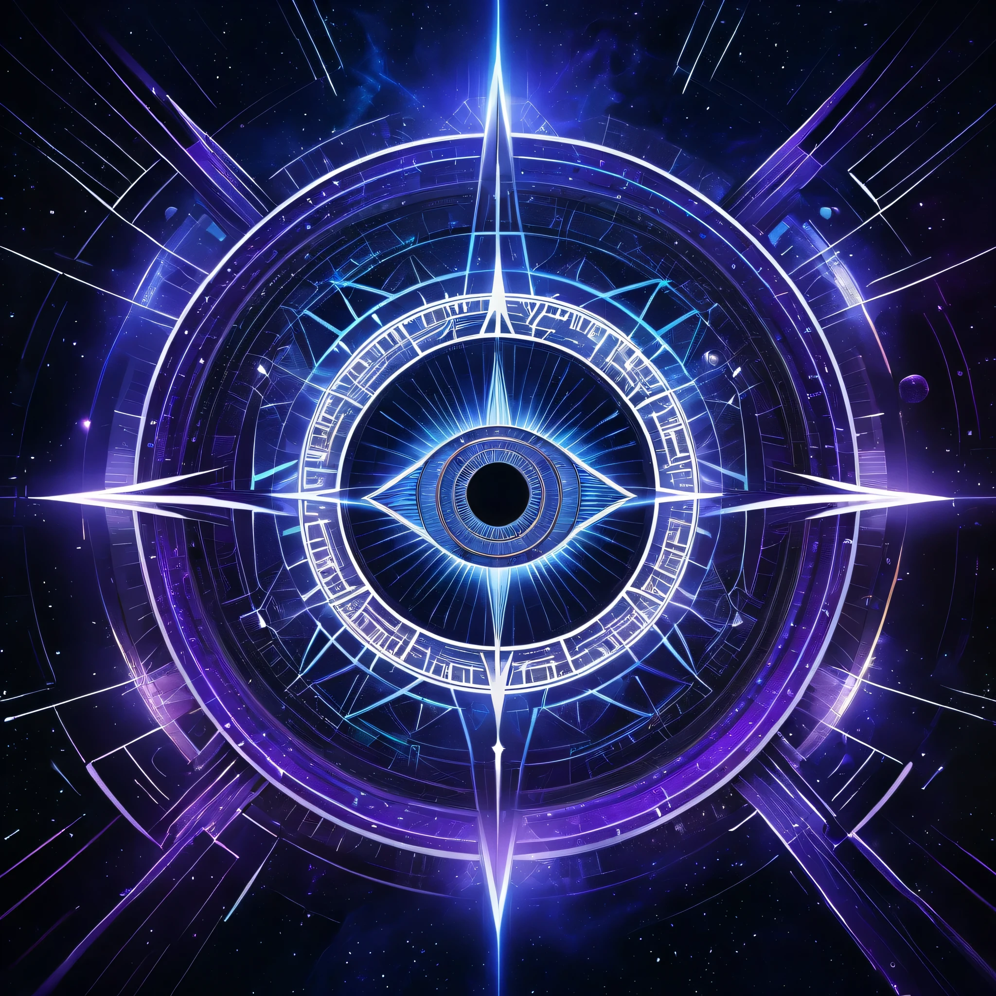 A futuristic and visually striking YouTube banner for the channel "ForeSight." The scene features a luminous, all-seeing eye at the center, its iris swirling like a cosmic vortex infused with intricate circuitry, symbolizing intelligence and foresight. The background is an expansive cosmic landscape with deep blues, purples, and silver hues, accented by glowing nebulae, light streaks, and digital grid overlays, evoking a fusion of technology and mysticism. Subtle geometric patterns and celestial navigation symbols intertwine seamlessly, adding a sense of precision and destiny. The "ForeSight" logo appears in sleek, modern typography, subtly glowing, harmonizing with the ethereal ambiance. The overall composition is immersive, balanced, and meticulously detailed, exuding an air of futuristic wisdom and intrigue.