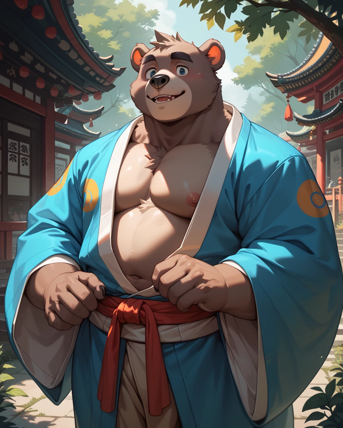 (一只的狗Bear富豪),(Sitting helplessly on the ground),(Wearing Chinese robes:1.3),(Various details),(There are many woods around),(young:1.1),Slightly fat,mouth slightly open,(hairy),(white hair:1.3),messy hair,(orc),(Bear),high resolution,masterpiece,perfect细节,NFSW,Unsuitable workplace,(alone),Normal limbs,no mutilation,perfect,The texture is clear,Leaning against the trees,(There is a backpack next to you),hair color: light yellow,(big dick:1.2)