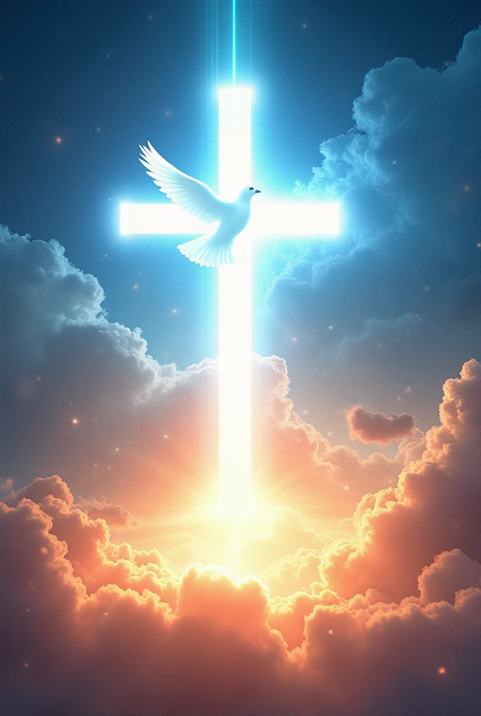 a black and white photo of a dove with a cross in its hands, holy spirit, beautiful depiction, ! holding in his hand !, blessing hands, beautiful design, beautiful image ever created, christian art, awesome, uploaded, holy cross, peacefull, holy sword in his hands, holy and sacred, religious imagery, immaculately detailed, shadow of the cross