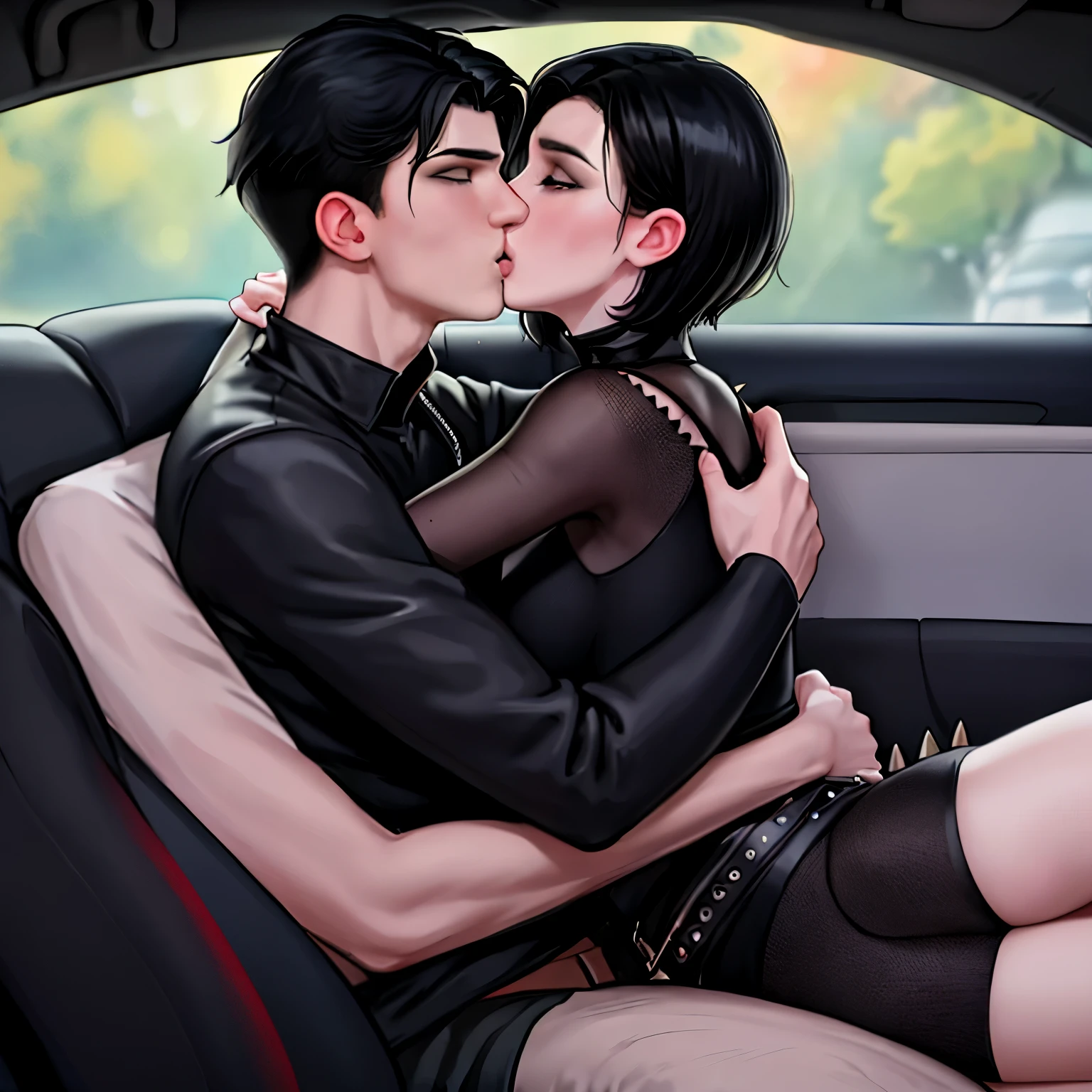 score_9, score_8_up, score_8, woman and shota, 1 girl, toned giant female, ((tall and big girl)), massive body, ponytail, muscular thighs, eyelashes, (((pale skin))), horny, insanely aroused, bedroom eyes, big breasts ,sweat drops, round breasts, breasts together, sweating profusely, textured skin, skindentation , thighhighs,(Eliza_From_Tekken_7vampire_girl),night ,expressive, exhausted, looking at shota,closed mouth, smile,,yellow eyes,black hair,(wide hips:1.4),(Voluptuous:1.6),cleavage, pretty,sexy face, half closed eyes,thin waist ,cammeltoe, erect nipples, short waist,long legs, (illuminated character), lights, light,,(detailed eyes,outlined iris, detailed face:1.3), modern clothes, modern age,city street,empty street,solo,huge breasts,pretty face,leopard lace panties,beautiful long legs,front view,smug smile,wide hips,horns,purple lipstick, leopard lace underwear,(black tiny pencil skirt,unbuttoned white blouse:1.4), (s arched spine,lace bra, thick thighs,), (perfect eyes), (perfect face),((sweaty body)), (curvy body), ,(detailed face and eyes:1.4),concept art, digital art, , Expressiveh,, feet out of frame,thin waist, (sitting in car backseat,woman sitting in car cabriolette,open roof car,woman, road), woman hug male shota, shota, smile, sitting, black hair, green eyes, shota looking at woman, woman masturbate shota, small penis, hug,