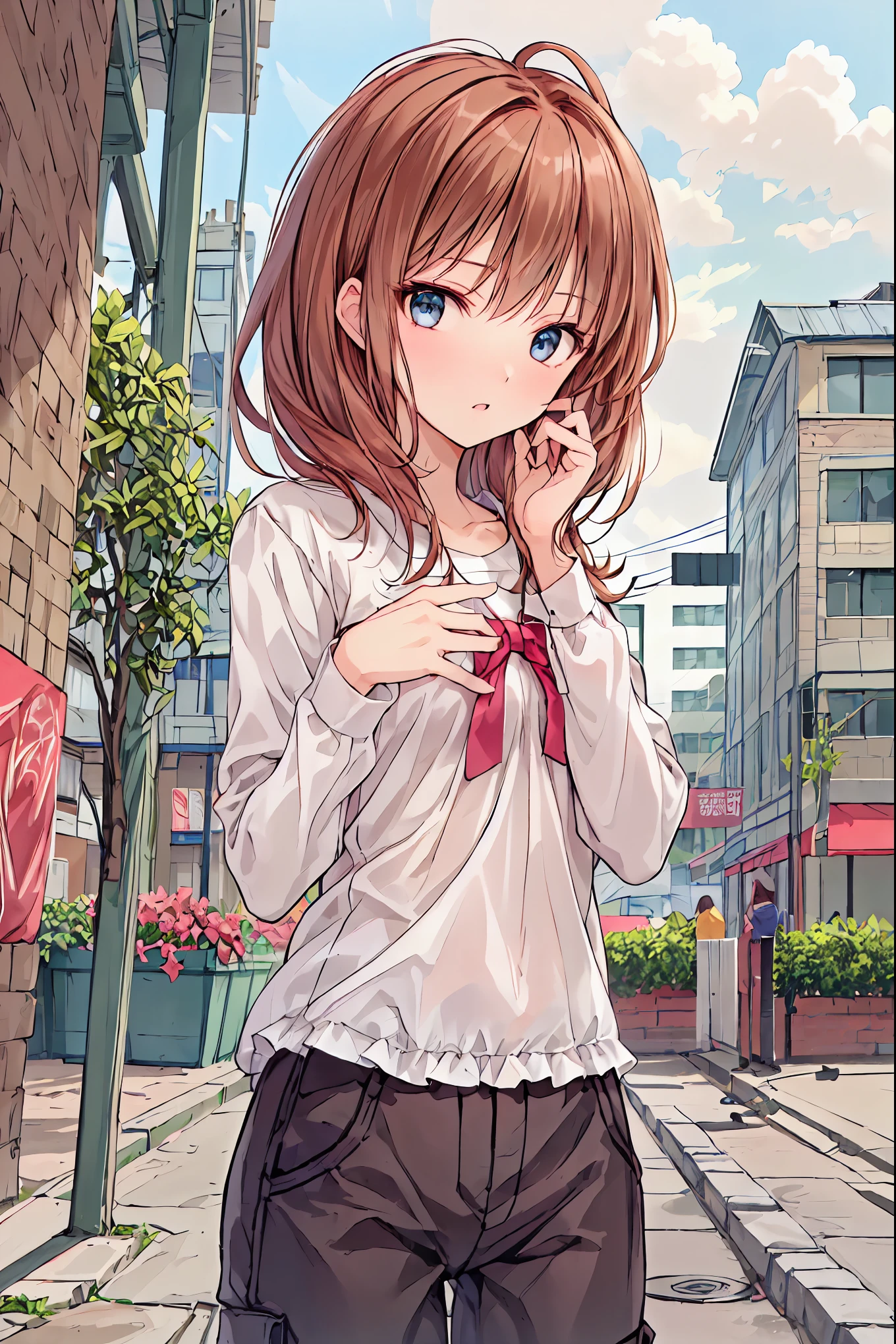  brown hair， Shortcut，Messy Hair， slender beauty ，hole々Positive Attitude，Small box， beautiful legs， her enchanting gray-blue eyes sparkle like stars， super resolution on the floor,
( by Nomi:1.3),
(1  slim girl), stylish girl,  fashion,
 Youngface, , ,
( slim) thigh,
(  black t-shirt ), (Loose cargo pants),
 gravure separately,
break ( masterpiece:1.2),  top quality,  Hi-Res,  Unity 8k Wallpaper, (shape:0.8), (  The attention to detail is beautiful :1.6),  Highly detailed faces,  perfect lighting,   Exquisite CG  , ( perfect hand,  perfect anatomy),