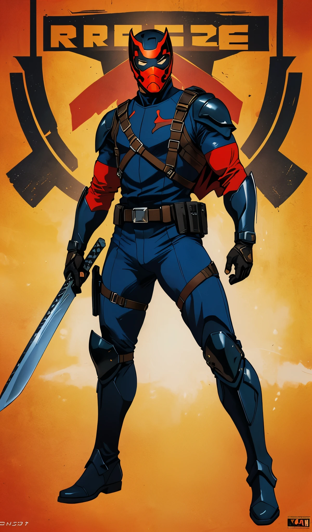 Young man drawn in 80’s anime art style.
Retro anime. Vintage Anime. Classical Anime.
This Superhero outfit is a highly recognizable and iconic superhero suit, primarily red and black, designed for both style and functionality. Here’s a detailed breakdown of its elements:
1. Full-Body Suit – The suit is a tight-fitting, red and black tactical bodysuit made of durable, reinforced fabric, likely a mix of leather and synthetic materials, designed to provide protection while allowing maximum flexibility.
2. Mask – Superhero’s mask is red with black patches around the eyes, which enhance the character’s expressive look. The eye areas are white, giving him a cartoonish but menacing aesthetic.
3. Black Shoulder and Arm Guards – The suit features black armored sections on the shoulders and arms, possibly made of a sturdy material for additional combat protection.
4. Harness and Utility Straps – A brown leather-like harness with cross-body straps is present, used to hold weapons like katanas, grenades, and other gear.
5. Utility Belt – The belt is brown with multiple pouches for ammunition and gadgets. The buckle prominently features a clock as a logo—a red and black design.
6. Gloves and Forearm Guards – He wears black gloves that extend to his forearms, with reinforced padding for combat and grip.
7. Leg Armor and Tactical Boots – His lower body is similarly armored, with reinforced padding around the knees and heavy-duty black tactical boots built for combat durability.
This outfit not only provides protection but also enhances the Superhero’s combat capabilities, making him an effective and stylish anti-hero.