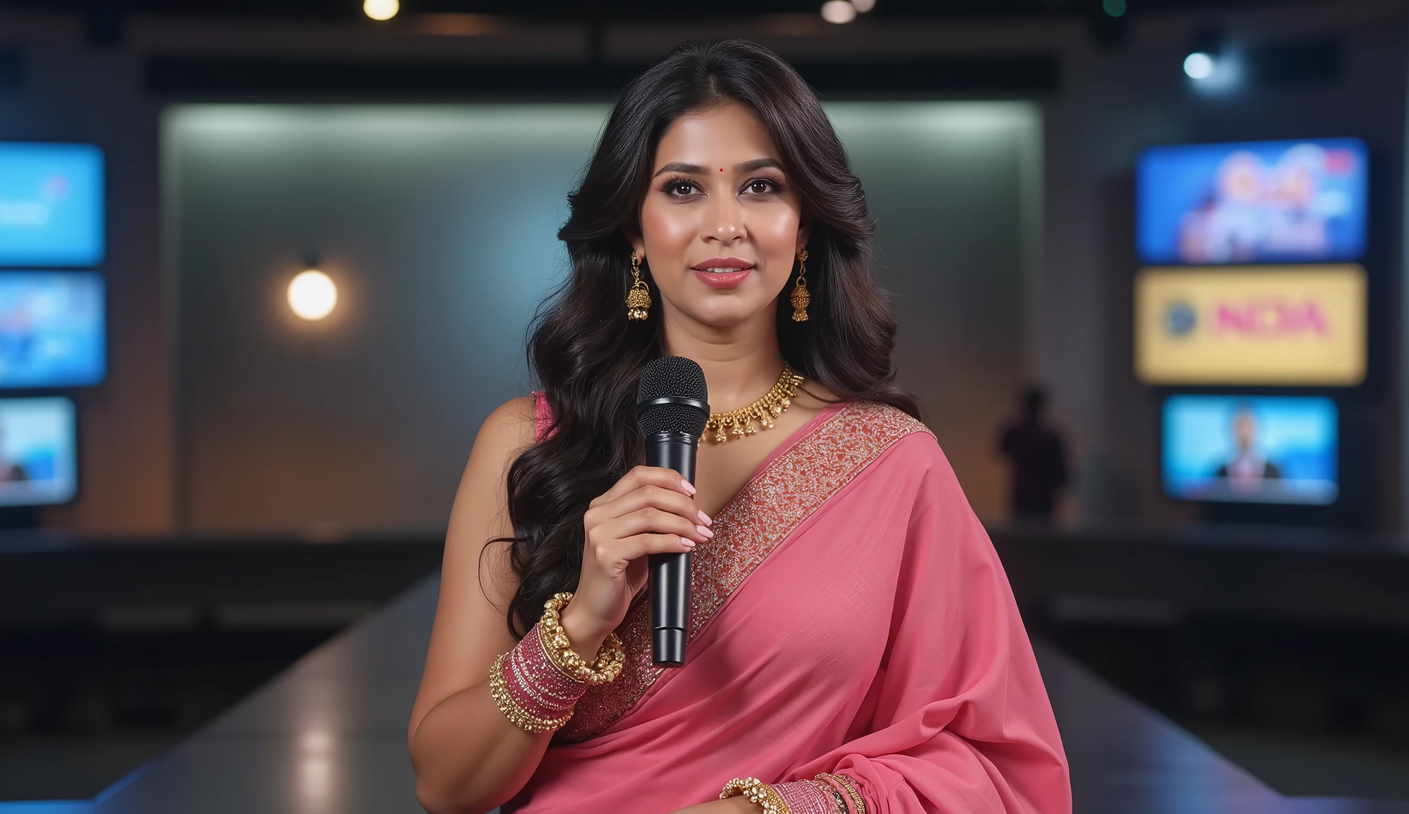 (hairy armpit :224421.2214413),
A professional Indian news anchor sleeveless big boobs woman on a modern news set. She is wearing traditional Indian attire, colourful saree, with a microphone in hand. The news studio is well-lit and contains a large news desk and multiple screens displaying various news graphics. Her confident demeanor shows that she is experienced in her role.
Indian for aunty first 4 aunty in pink saree looking angry (huge breasts and big grabs) second auny in blue saree she is sad (small breast and small grabs )third aunty is very thick in bikini (huge thick boobs and big grabs) fourth aunty is bitch she is in haply mood with solid figure for aunty in one light room full size image (Highest Quality, UHD,8k,masterpiece, best quality, Amazing Details), (cinematic colors, cinematic lighting, vibrant colors, incredible details, dark shading, rich shading, perfect lighting), BREAK, solo, symmetrical face, tank top girl, woman, adult, mature woman, full-lips, blue eyes, (small nose), aphroditeS, black hair, long hair, hair ornaments, flowers in hair, wide hips, huge round ass, (huge breasts), (gigantic breasts), sexy breasts, spherical breasts, feminine fit physique, dainty hands, (slender fit body), exposed tummy, curvy figure, perfect eyes, nice eyes, perfect hands, nice hands, BREAK, (green panty), white top with big words’Bhabhi’ written in black colour,body showing big breasts, cleavage, massive cleavage, (side boob:1.1), radiant glow, shiny, necklace, golden bracelets, (((large breasts))), (((deep open neckline))), (((long waist))), (((bracelets))), (((wide hip))), (((string micro bikini top))), (((big saggy ))), (((wide shoulders))), (((wearing a cap))), (((pants))), (((navel))), (((midriff))),Skin blemish, sydney, smiling, nude Young girl wear salwaar wrapped in her hair lying in her hair Athletic slim body big buttocks big breasts big buttocks long hair "photo of women women with sensual dresses and voluminous bodies in a queue at the subway s