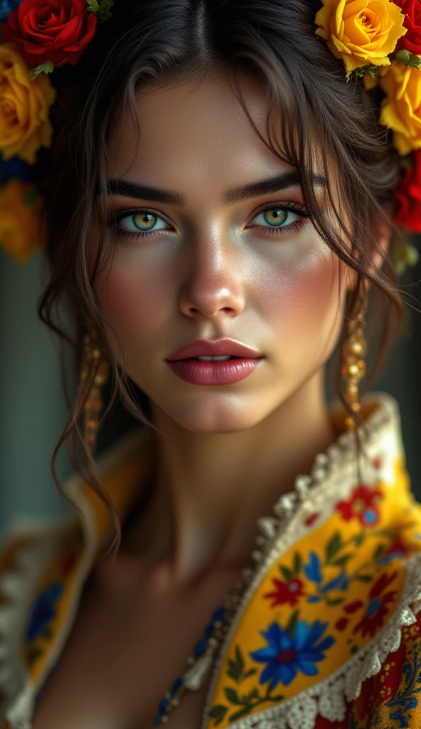 A charming and fluffy cat with large, expressive eyes sits at the center of a Valentine's Day scene. The feline is adorned with a heart-shaped collar and a tiny Cupid’s bow and arrow, playfully held in its paws. Surrounding the cat are Valentine’s Day elements: red and pink roses, heart-shaped chocolates, and floating heart balloons. The background features a soft, romantic glow with a red-pink-white color scheme, evoking warmth and love. Delicate ribbons and lace add an extra touch of elegance, making the image feel festive and endearing. high realistic 
High Resolution, Masterpiece, High Resolution,best Quality, Super Detailed, High Details, Quality, High Quality, 8K  Futurism, Surrealism, 