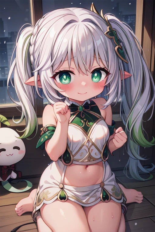 (((Crawling on all fours on the lawn:1.3))),(((forest trees々々sunlight shining through))),(((elf woman with small ears:1.7))),(((Little elven ears:1,7))),(50 years old),(Fair skin:1.7),(An oversized wet green costume that is about 3 sizes larger than a woman's.'s.:1.7)、Beauty Warrior,(neck is open、(You can see through the wet green kimono:1.7)、(Her small breasts, She wears armor 3 sizes larger than Wet Green Lady.., What can be seen through the hanging gap at the chest of the large green costume.:1.3)、(sexy wet green costume:1.3)、(An oversized wet green costume that is about 3 sizes larger than a woman's.'s..and the space between the small breasts:1.3)、(Small breasts with a glimpse of cleavage:1.3)、(very small breasts:1.7)、(very small breasts見せ: 1.3)(smile full of happiness:1.3),(((Emphasize small breasts:1.3))),(dynamic angle),(((Dynamic and sexy forward leaning posture:1.7))),(( (wet and shiny skin)))、extremely small breasts、Clothes flutter in strong winds、chest slip、one girl、hairpin、necklace、earrings、look up from below、Pointed red mouth、cheeks turn red、he sees who is logged in,(shiny silver hair,short hair),Disarrayed hair blows in the strong wind,look at the camera,(professional lighting),(8K,debris flies、highest quality、Ultra high resolution output image、)、Depth of written boundary、beautiful hands、beautiful fingers、Detailed functions of fingers、Detailed characteristics of hair、detailed facial features、Detailed features of clothing、wet hair、wet body、wet costume、
information