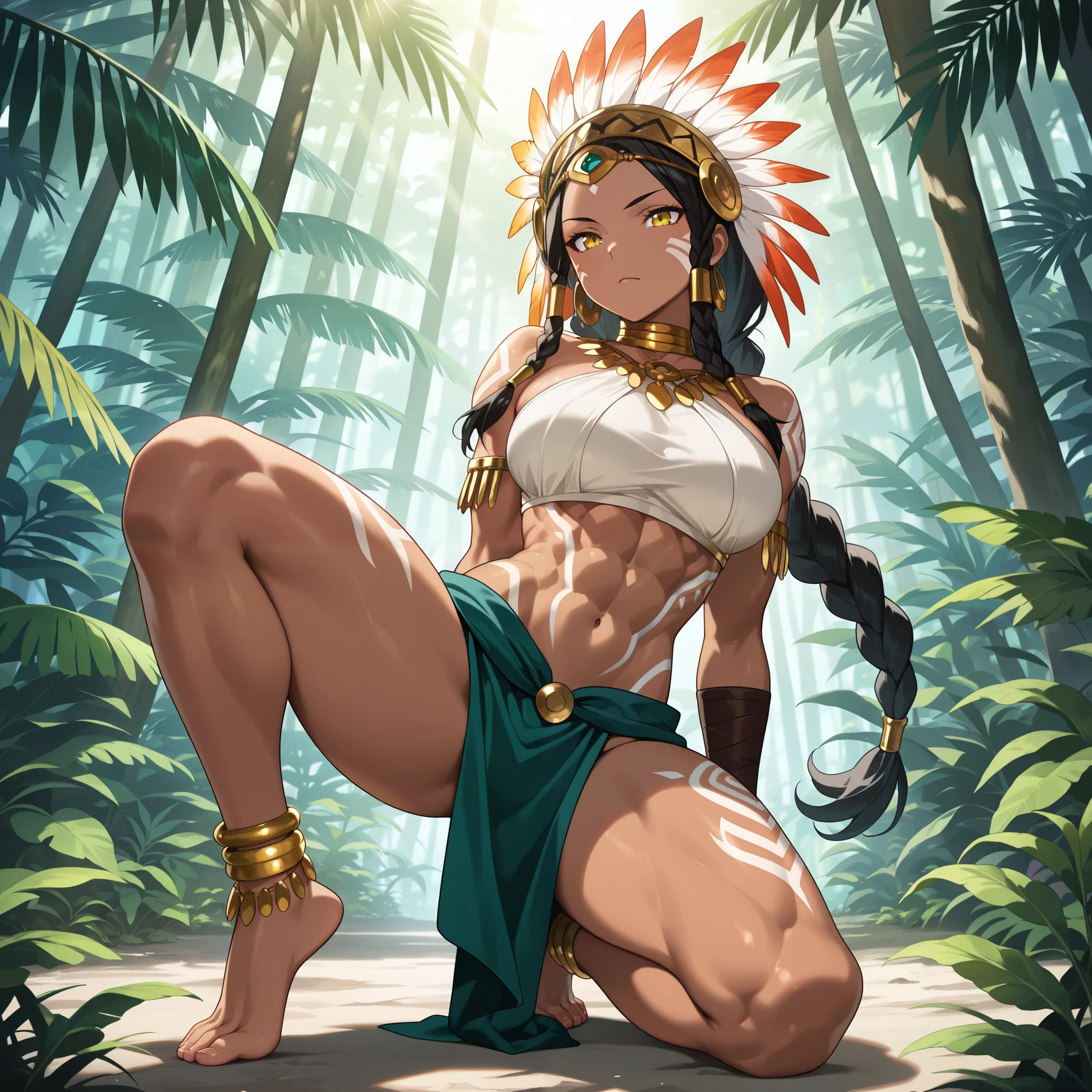 Dynamic Angle、Naked people、In the jungle、grassland、Amazoness、Indian、Open both eyes、National costume、Brown skin、Big Breasts、Nipples、Spectators、sperm、Semen is taken、Dick、Pussy、Sweat、Ethnic Makeup、slave、lying、vaginal,sex
