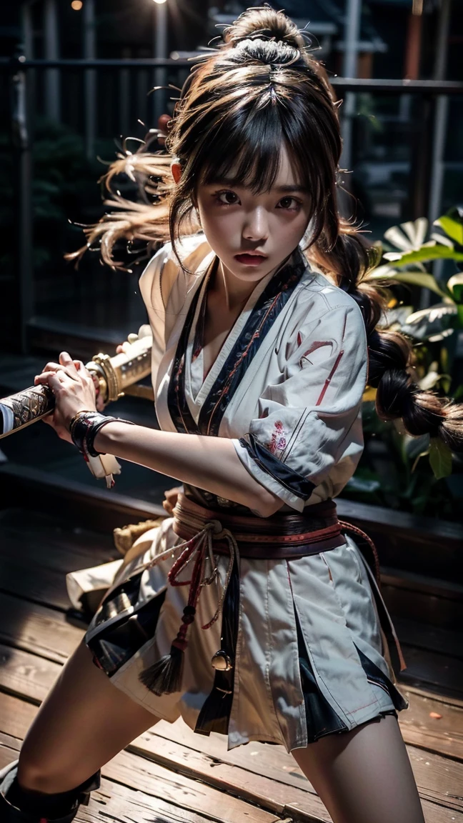 (Ultra HD, Highest quality, High resolution, Surreal, so beautiful), 24000dpi, Beautiful woman, high school girl, Long Tail, head band, Well-formed eyes, greatest visual acuity, 18-year-old, Fascinating, Totally American, Perfect body, Physical Beauty, ((Japanese Sailor Suit:1.3, Seraphim, Japanese style mini skirt)), (((all, electric japanese knife, Ancient Scabbard))), (Blue Lightning), Charge Move, ((Special Move Position)), All-in-one, Absurd, (((Anatomically correct))), whole body