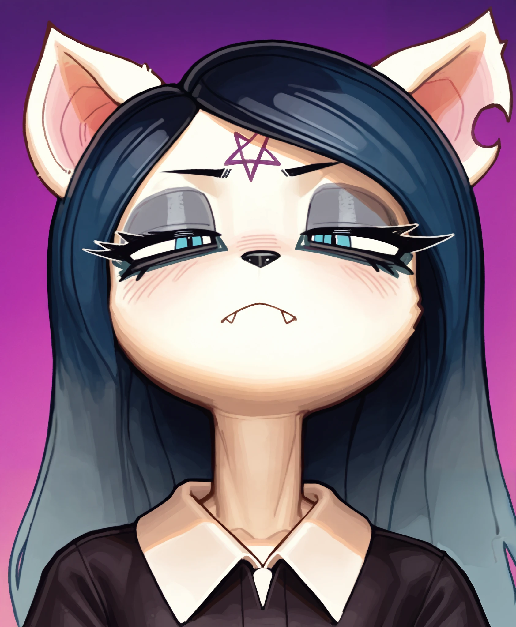 masterpiece,best quality,<lora:h<~Ƃet:-2>,
<lora:Nrithe summoningvClaire:1>,claire,long hair,blue hair,eyeliner,furry,
collared dress,
solo,upper body,very angry,looking at viewer,<lora:YRzN-cmiddle finger:1>,middle finger,fuck you,
house,garden,<C,<2,<<,<;,<7,<9,<:,