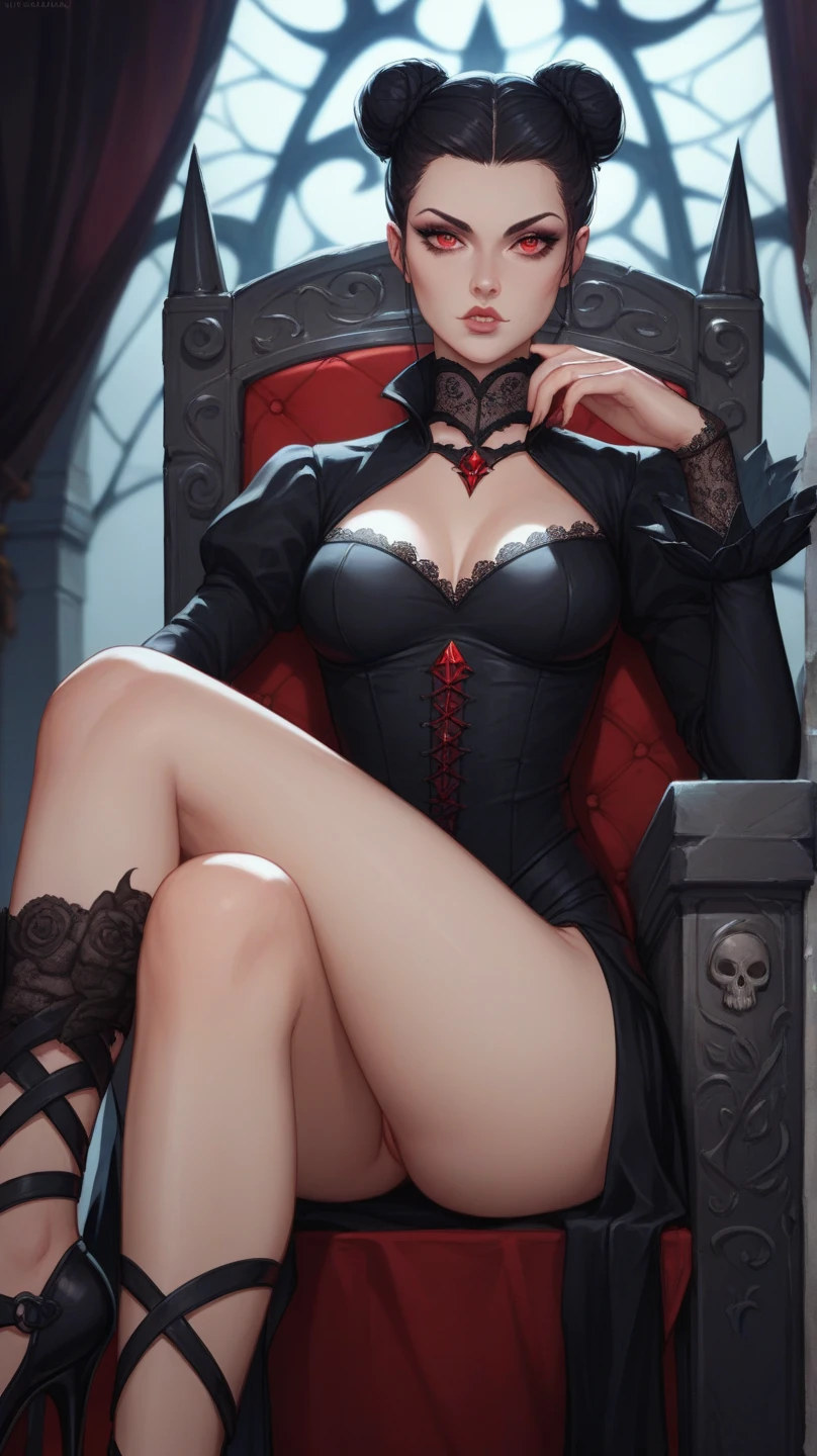 ((best quality)), ((masterpiece)), (detailed), perfect face, (((Big tits))), hot young curvy girl, black lava outfit, stocking, black latex slime, beautyful face, ((stocking)), high heels, (( long length hair)), ((detailed eyes)), lightning in the background, ((dark horror castle in the background, ((lace thigh fix), garter belts (((the clothes melt off her))), (((black paint splattered on it))), (flying dragon in a background), black damaged corset, ((her clothes were torn in several places))), high heels boots, latex lingerie, (nun costume), (((he wearing a black venom face mask))), venom, black dark venom, ((black lacy brassiere)), perfect detailed , (detailed eyes), ((crossed legs)), (((platform high heels boots))), hot long legs, ((full body)), hot ass, ((it is photographed from side)), (sitting a chair), ((crossed legs)), ((fullbody)), latex, erotic pose, boob, big