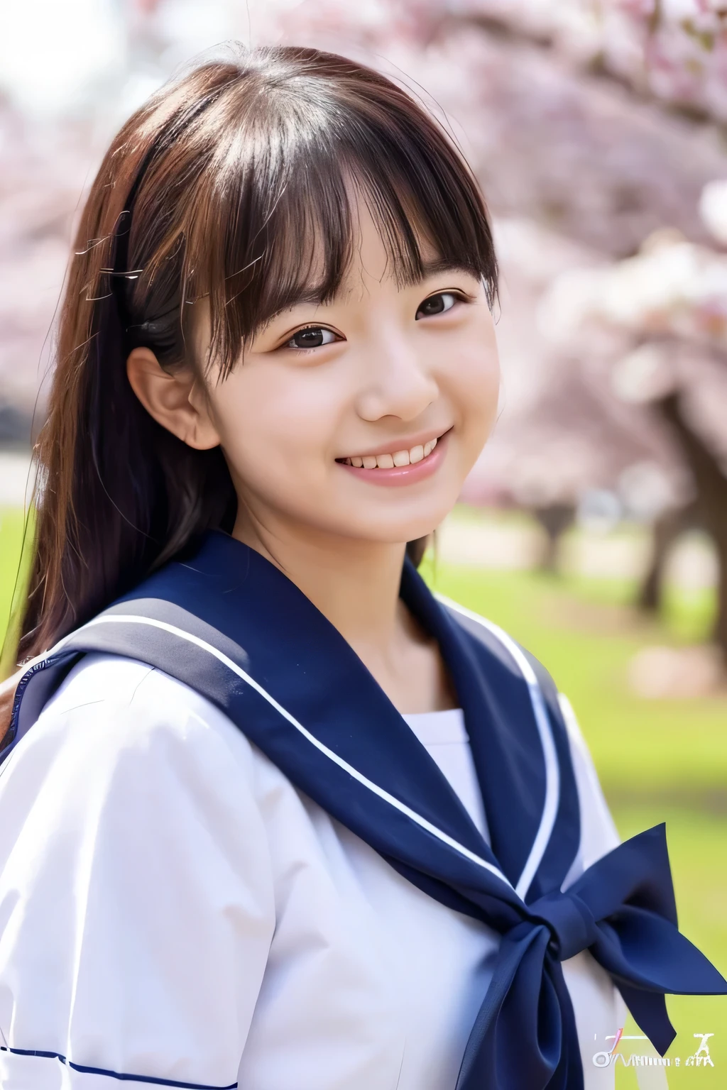 (((beautiful japanese high school girl))) 、1 person、(((At the cherry blossom trees in bloom)))、doing a sexy pose、(((Revealing sailor suit)))、(((Glamour)))、((smile))、photorealistic、With a clearer image、beautiful detailed eyes、hyper realism、high contrast、Ultra HD、realistic skin texture、Highest image quality、highest quality、ultra high resolution、Finely detailed、very carefully