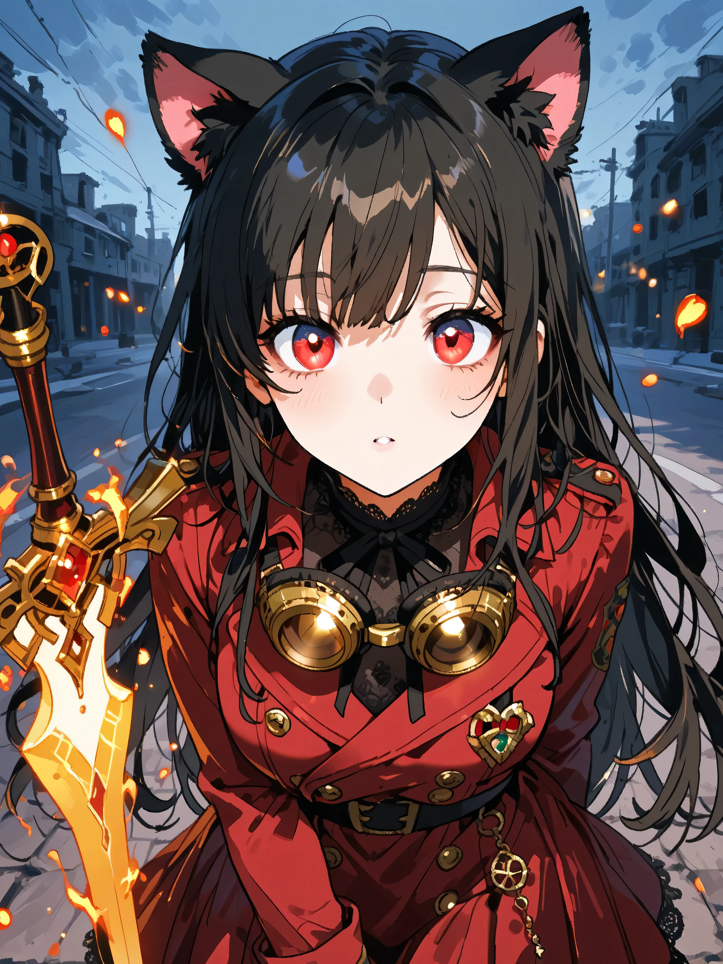 ((((Cat Cosplay、Wear a costume)))) (((Fantasy Dull red eyes))) ((Fur clothing Center close-up)) ((smile Cat's paw)) (Light star) Catch the wind Shining Background Lightの粒子, rainbow colored edges