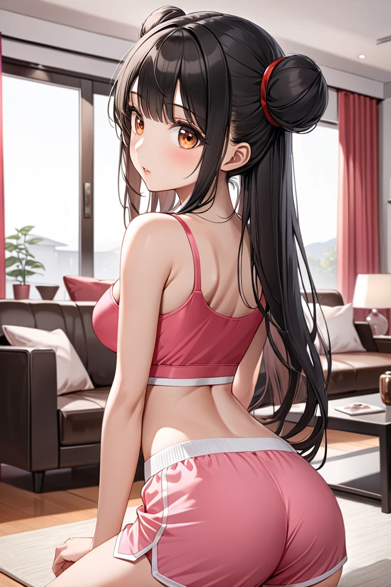 Sarada_uchiha, memek bahas, telanjang, ruang tamu, dapur, membuka paha, wajah imut, mata sharingan, menjulurkan lidah, 1 perempuan, bagus, ketiak, memek