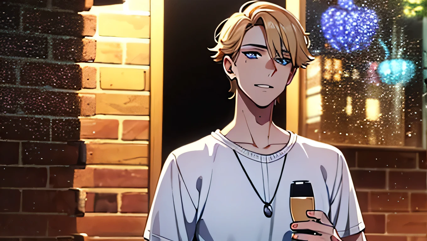 Description of the man with blue eyes , blonde:
He is a man with an attractive appearance , stood out between outdoor party . Deep blue eyes like the summer sky , Glowing confidence and sharpness . Mái blonde óng, slightly messy naturally, reflects the light from the chains of twinkling lights hanging from the trees . His face was sharp with high cheekbones , the straight nose and a charming smile easily make the other person feel attracted.
He puts on a bright shirt , his sleeves rolled up nonchalantly , revealed firm wrists . Tall figure , Healthy, step by step exudes a relaxed but still controlled demeanor . When he raised his glass of wine , the twinkling glare reflected from the small nearby fire , creating one the image is both elegant and charming . Amid the loud laughter of the party , he is like a cool breeze in the middle of summer — freedom , Strong, but also full of charm .
---
** Description of the woman with blue eyes d