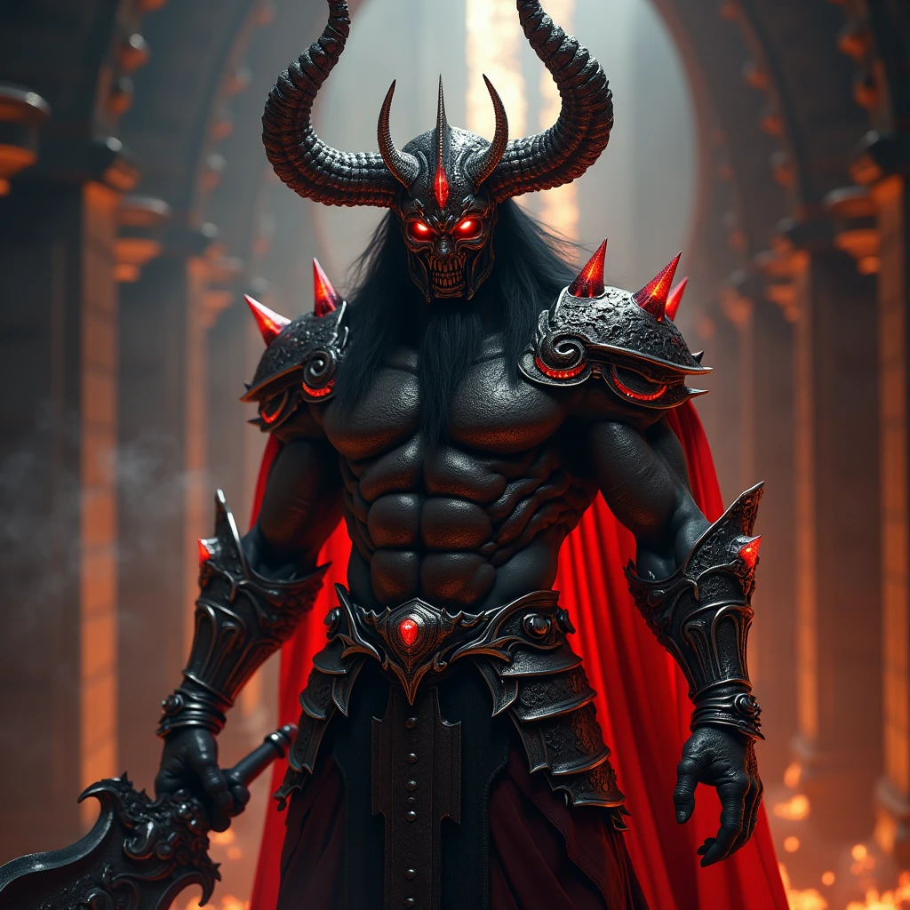 A king man devil face special background with special clothes in six-pack