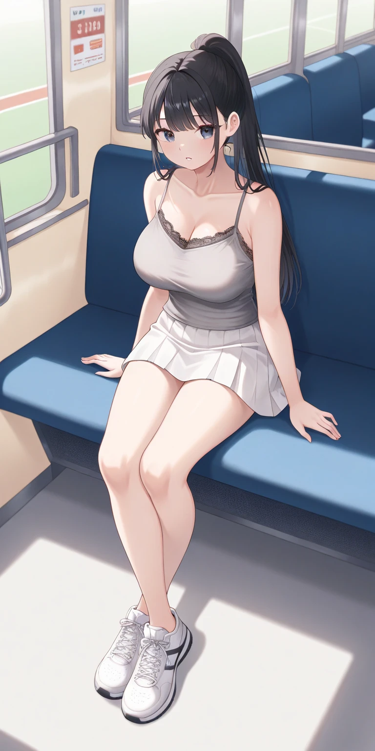 1. Beautiful Women, Big body, Asian Girl, ponytail, Contoured eyelids, Makeup eyelids, Sleeveless shirt, Pink Shirt, Cleavage, skirt, turquoise skirt, High heels, Cream colored shoes, Brown bag, Sit on the bus and sleep, Open your mouth, close your eyes、Love Jure
