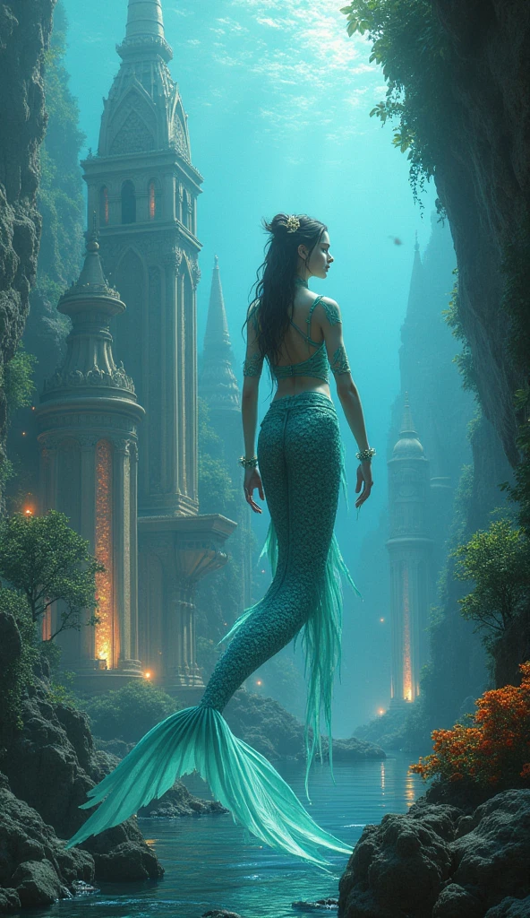 Three mermaids, underwater palace,