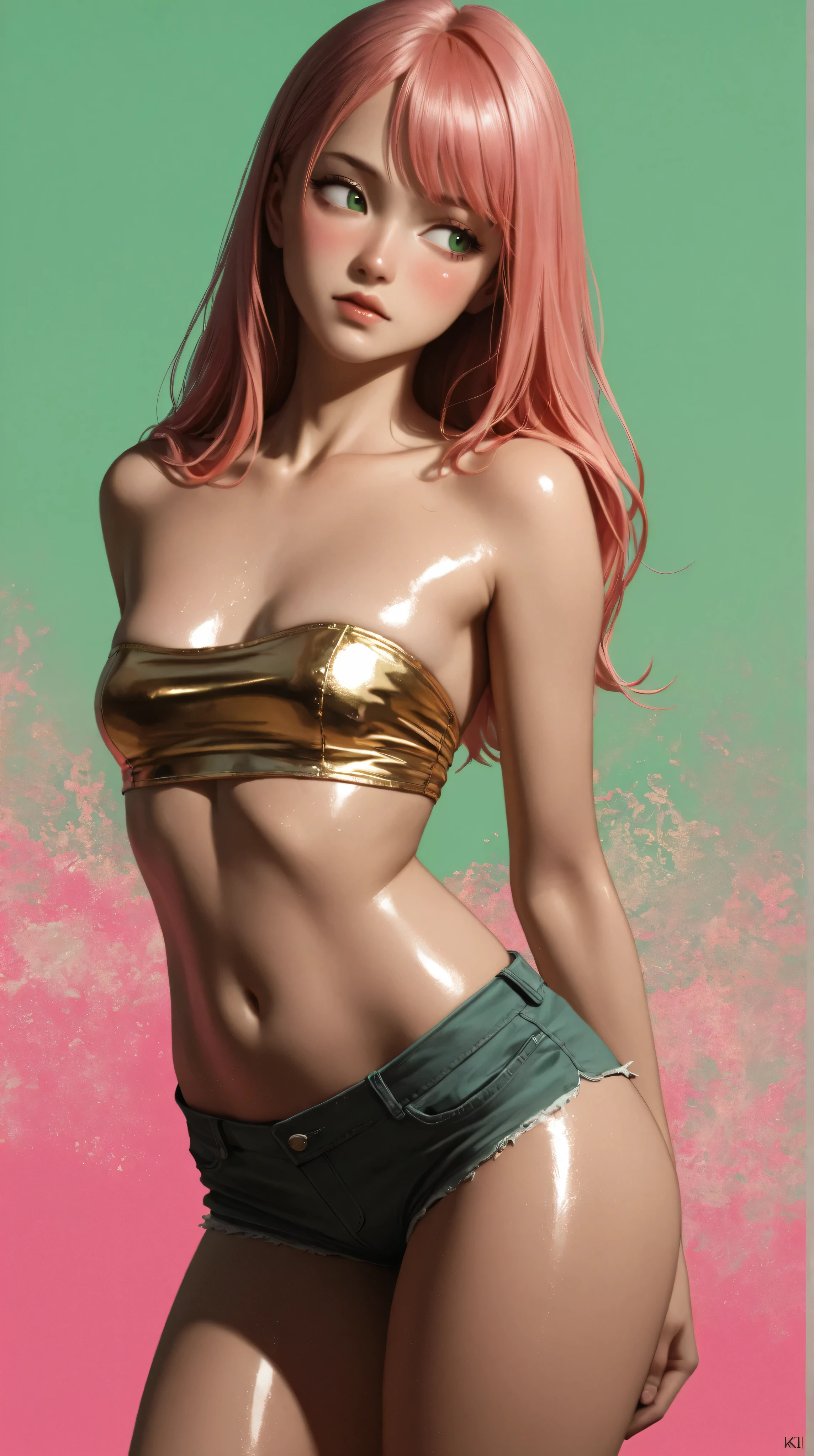 A young Russian mixed race super beautiful woman in pink transparent sexy lingerie stands near bicycle on yellow background, highlights, dreamy lighting, boobs,, ((perfect body, full body shot)), ((seductive expression, drooling)), 1girl, bracelets, brown hair, jewelry, letterbox, lips, long hair, makeup, E-cup boobs, nail polish, navel, necklace, nose, orange sky, realistic, solo, sun, sunset, tattoo, Wristband, yellow background, yellow sky, beautiful detailed glow, detailed, cinematic light, intricate detail, high resolution, facial detail features, high detail, sharp focus, smooth rendering, exhibitionism