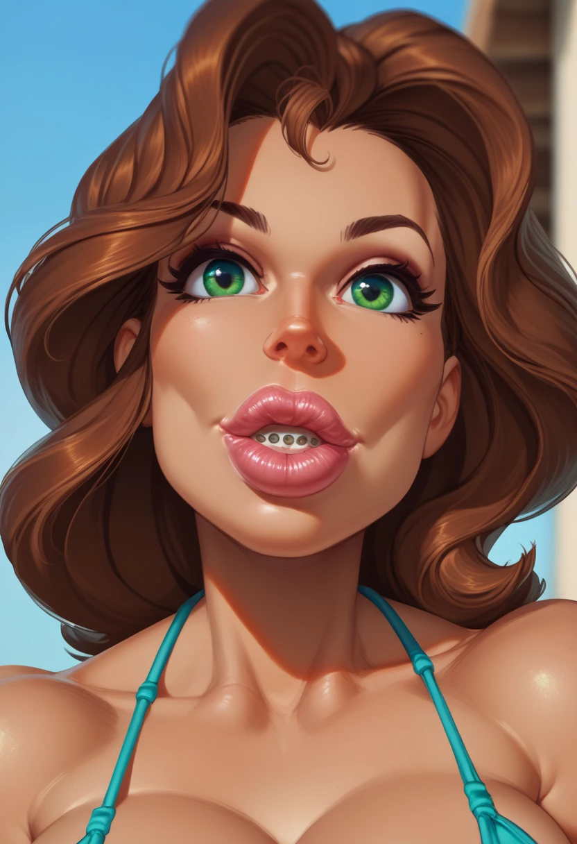 (photorealistic:1.9), (realistic photographic style:1.9), (hyperrealistic), (complexity). Amazing photorealistic portrait of a beautiful woman, long blonde hair, small breasts, slim, bored, spectacular tropical beach in the background, dynamic pose, bikini suit (masterpiece:1.3), (best quality:1.3), (very aesthetic: 1.3), (absurdities: 1.3), (detailed background), newest, AI generated, (realistic: 1.9), [[(ultra high detail: 1.1), (sharp focus: 1.1), (refined edges: 1.1) , (HD clarity: 1.1), (precise details: 1.2), (rich texture): 0.3], (sharp details), (more micro details, more small details: 1.3)], ((high definition eyes: 1.2) , (realistic eyelashes: 1.2), (soft eye shading), (precisely defined iris: 1.1), precise details, precise micro detailed eyes), realistic, absurd, Female, blonde hair, long hair, thin waist, small breasts , light skin, Kaffe Fassett style, Stephen Mackey style, {{{,{blowjob, cock in mouth, 1boy, semen,penis, cock in mouth}}}, art inspired by Bill Sienkiewicz and Dave McKean
