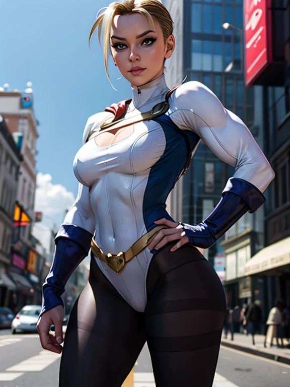 (Muscular:2), (thick thighs:2),
princess_zelda_aiwaifu, pointy ears, braid, hair ornament, hairclip, fingerless gloves, blue shirt, long sleeves, crown braid, bangs, pants, green eyes, parted bangs, short hair, sidelocks, thick eyebrows, tight pants,
hard nipples, perky breasts,
eyeshadow, lipstick,
looking at viewer, (three quarter view:1.3), (upper body view:1.4),
rim lighting, detailed skin, detailed eyes, grassy field