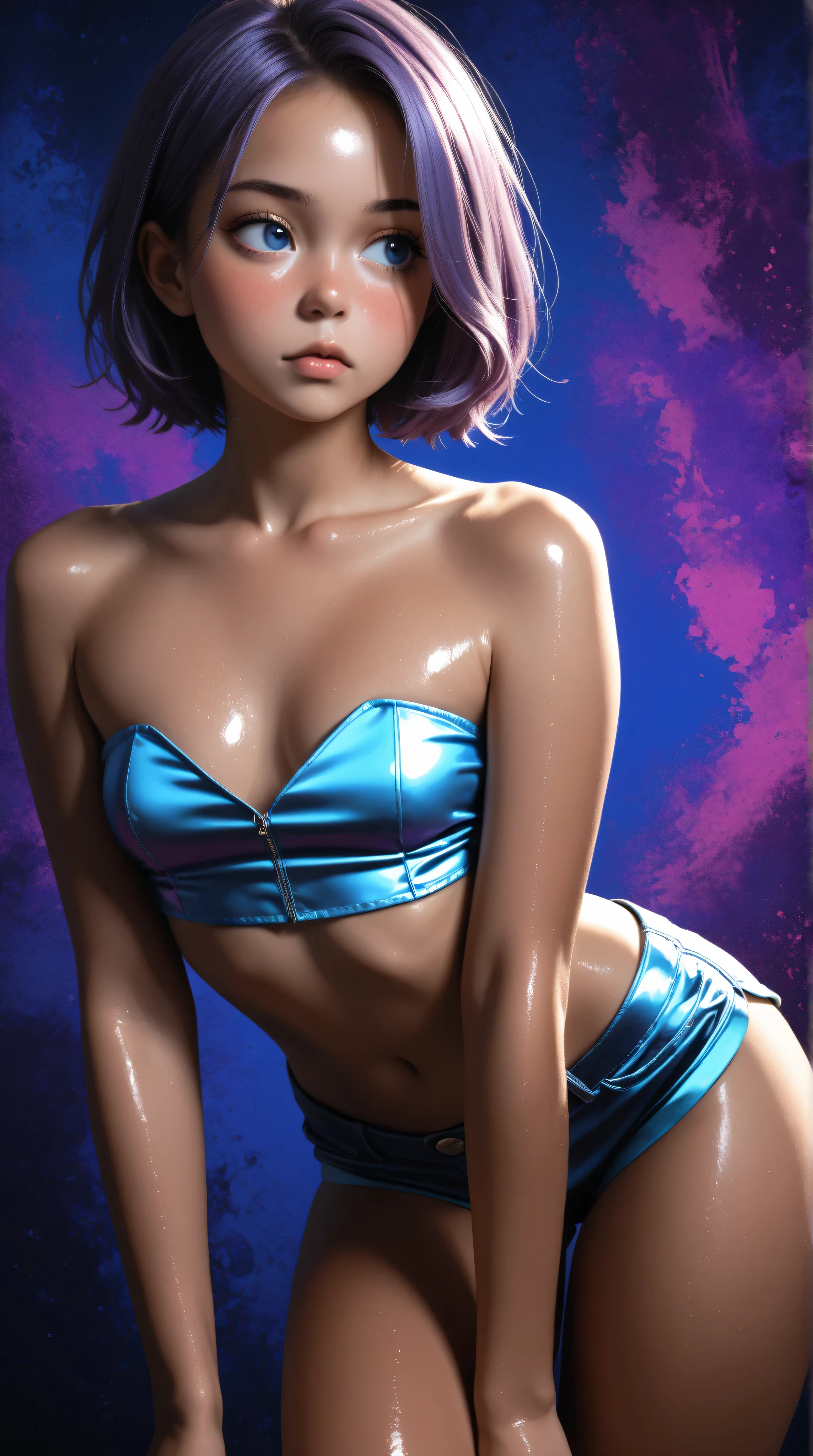 score_9_up, score_8_up, score_7_up, 1girl, solo, mature female, ((Sabin Wren)), purple short hair, pixie haircut, brown eyes, pink lips, parted lips, fit slim body, ((( deep neck white tank, purple tight thong))), (((dark grey Starship room, space in the porthole, detailed furniture, highly detailed interior, blue led backlight))), perfect model body, lying on the sofa with legs up, having sex, perfect pussy penetration, orgasming face