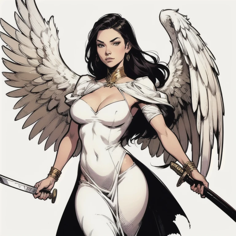 a harpy with long curled brown hair, singed eyebrows, eagle eyes, small pointed ears, full lips with sharp teeth, a round face with a sinister expression, expressive winged arms, a voluptuous hourglass figure with powerful thighs and eagle-like legs, the whole body covered in intricate feathers, wearing a light silver armor and a fish-scale chainmail, the character from Greek-Roman mythology, a nest full of broken giant eggshells, (best quality, 4k, 8k, highres, masterpiece:1.2), ultra-detailed, (realistic, photorealistic, photo-realistic:1.37), extremely detailed eyes and face, long eyelashes, intricate feather details, dramatic lighting, warm color palette, cinematic composition