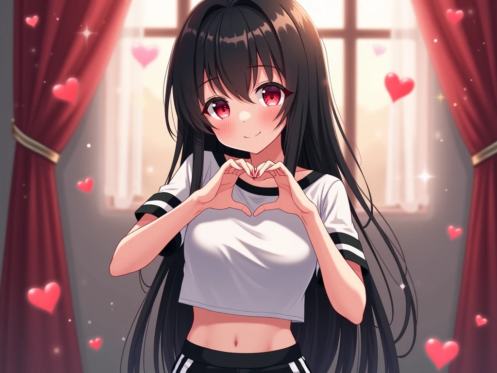 1girl,solo,yuuki mikan,, ,brown hair,, ,1girl,,,medium breasts,,,,smile,(spoken heart),simple background,grey background,looking viewer,,cowboy shot,,(lovey,cute),standing,,armspit,closed mouth,full body