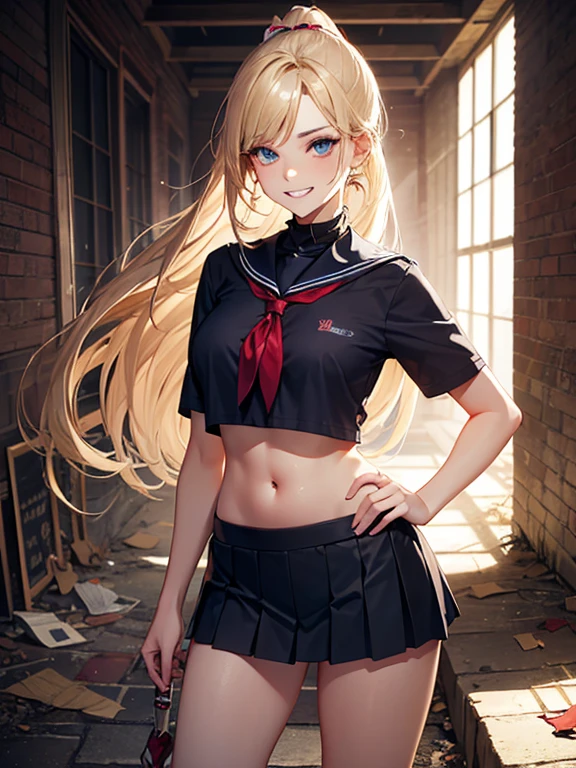 (realism:1.5、highest quality、masterpiece、High resolution、must-have)、snow mountainに立つ1人の23歳の女性、cyber punk、(flare skirt、Red combat uniform、choker、knee high socks)、fine eyes:1.7、Fineness of the eyes:1.8、beauty of skin:1.8、(looking at the camera:1.2)、(Photo seen from below:1.3)、(medium hair:1.2、bright blonde hair:1.5)、expression(Impish Smile) :1.3、blush:1.3)、Pause(誘惑Pause:1.5)、heart accessories、Heart-shaped、background(snow mountain:1.5、Remains、apocalyptic world)、(Medium chest、slender、abs:1.2)、(detail perfect)face)、normal hands:1.5、normal finger:1:5、normal feet:1.5、(cameltoe)