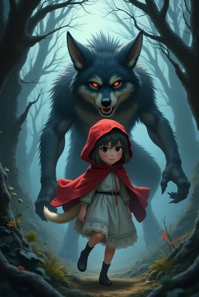 Evil Little red rding hood kild wolf horror nightmear
