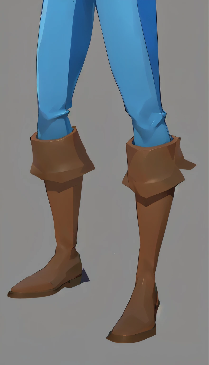 cartoon image of a man in a blue shirt and brown boots, wears brown boots, detailed legs , full body detail , Full-length characters, detailed legs towering over you, unrealistic character concept , 非常平坦的阴影, stylized cartoon rendering , Highly detailed characters, Highly realistic details , Heavy boots , Stylized character design, very Stylized character design, fine character art