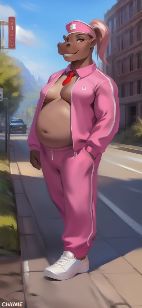 ( High quality , ultra detailed, careful with hand ), solo male, fat male, round belly, fat belly, large belly, ((tight shorts)), bulge, blushing, heart eyes, dark hair, sci-fi, cyberpunk clothes, jacket, medium length hair, arch bangs, male with fat ass and big thighs, belly focus, happy trail, moobs, round glasses, wobbly smile, possessive expression, pretty boy, chubby male, boots, exposed thighs, exposed belly, neon pink highlights, sweating, implied obsession, male yandere tag, pixiv, weight gain commission, male weight gain, fat fetish commission, deviantart, belly kink, anime style