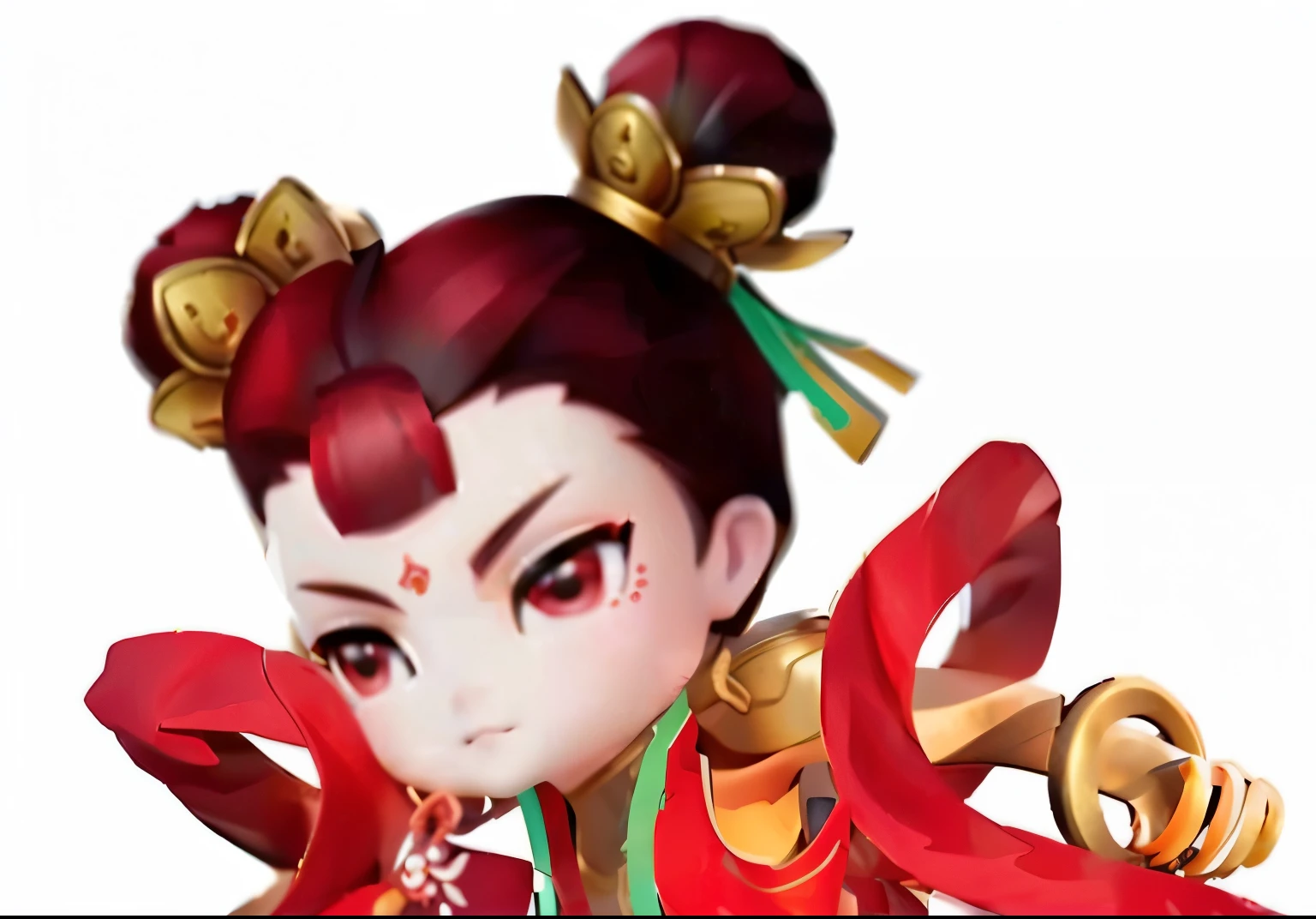 a close up of a doll with a red dress and a red ribbon, onmyoji portrait, onmyoji, bian lian, heise jinyao, inspired by Pu Hua, nezha, yun ling, inspired by Ju Lian, onmyoji detailed art, inspired by Li Mei-shu, xianxia hero, inspired by Lan Ying