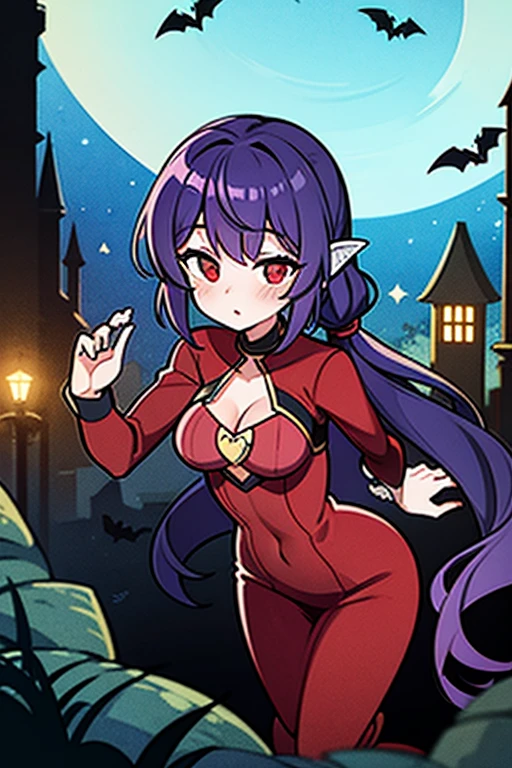 girl in a panty, wearing oven mittens tucked in pockets, blindfold
