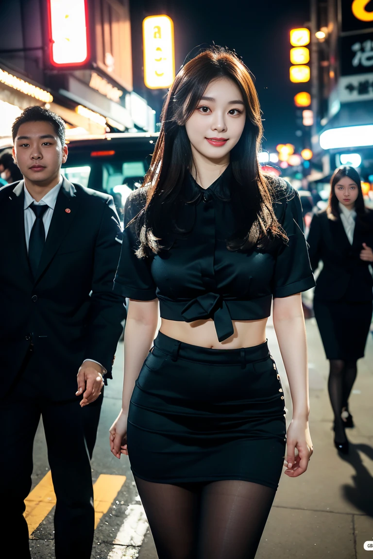 masterpiece、Highest quality、Ultra-high resolution、、colorful、Flat Color、Depth of written boundary、Lens Flare 1 Girl、、Black-haired、Staring at the audience　suit　Dress shirt　belt　suspenders　Working Adults　case　OL　　Black jacket　Glare　Big ample breasts　Sex　jeans