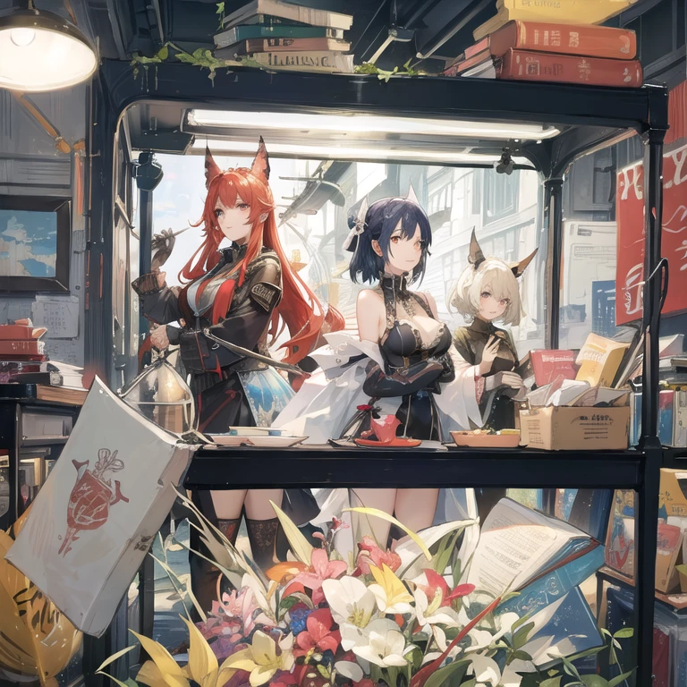 anime characters in a bathroom with a mirror and a sink, 《azur lane》role, azur lane style, From Arknights, A scene from the《azur lane》videogame, WLOP and Sakimichan, trending on cgstation, succubus in tight kilt, a beautiful succubus, from girls frontline, trending on artstation pixiv, visual novels CG