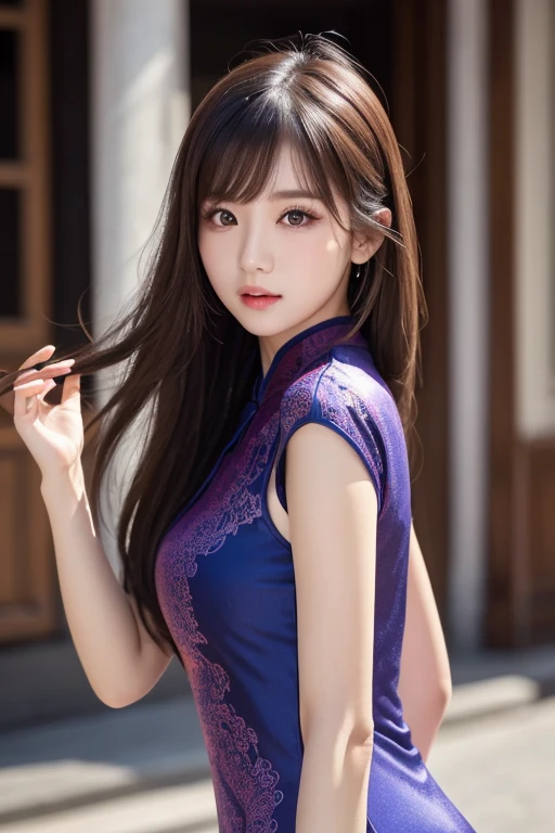 ((((highest quality))))、(((Ultra-precision CG16K wallpaper)))、(((masterpiece)))、(((Super detailed)))、(((super extreme details)))、１people&#39;s women、 female、18 year old female、((Japanese face))、((very beautiful face))、golden ratio face、((K-pop idol、HAERIN:1.5))、((twin tail hair:1.3))、(shiny hair)、bangs up to eyebrows、beautiful brown hair、beautiful delicate eyes、brown eyes、raised eyebrows、high nose、small nostrils、small mouth、seductive lipouth slightly open、beautiful breasts、C cup size breasts、cleavage、plump body、perfect proportions、perfect anatomy、perfect composition、beautiful detailed shading、beautiful natural lighting、beautiful detail glow、Depth of the bounds written、(((High chroma)))、(((real:1.9)))、((vivid:1.4))、((beautiful skin))、((skin texture))、((realな皮膚感))、(((cowboy shot:1.5)))、((Angle seen from the front:1.5))、((smile:1.4))、(Eyes looking at me:1.5)、bright sunshine、(((A woman surrounded by cherry blossoms:1.5)))、(model pose:1.5)、(((Navy blue lace mini dress:1.5)))、