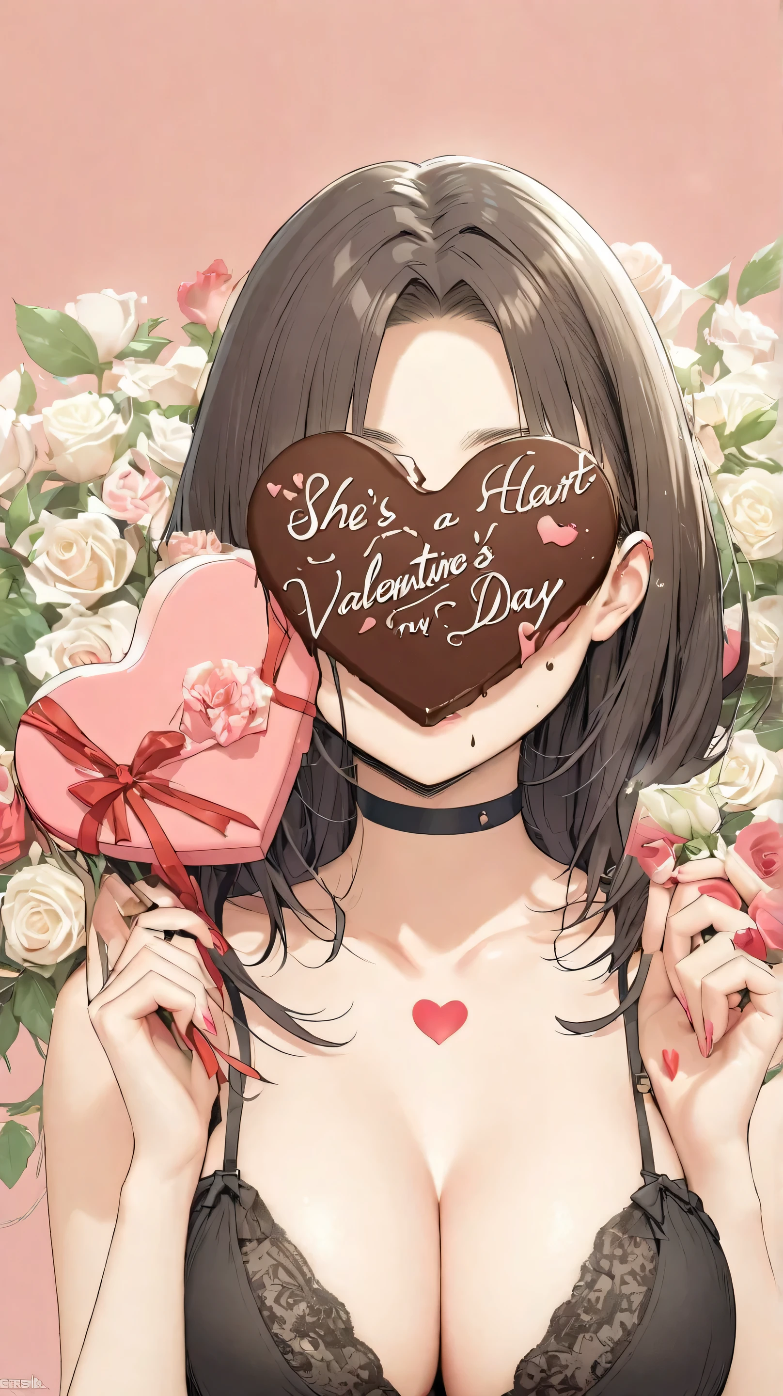 I have a heart-shaped chocolate sandwiched between my cleavage,She's a Valentine's Day present