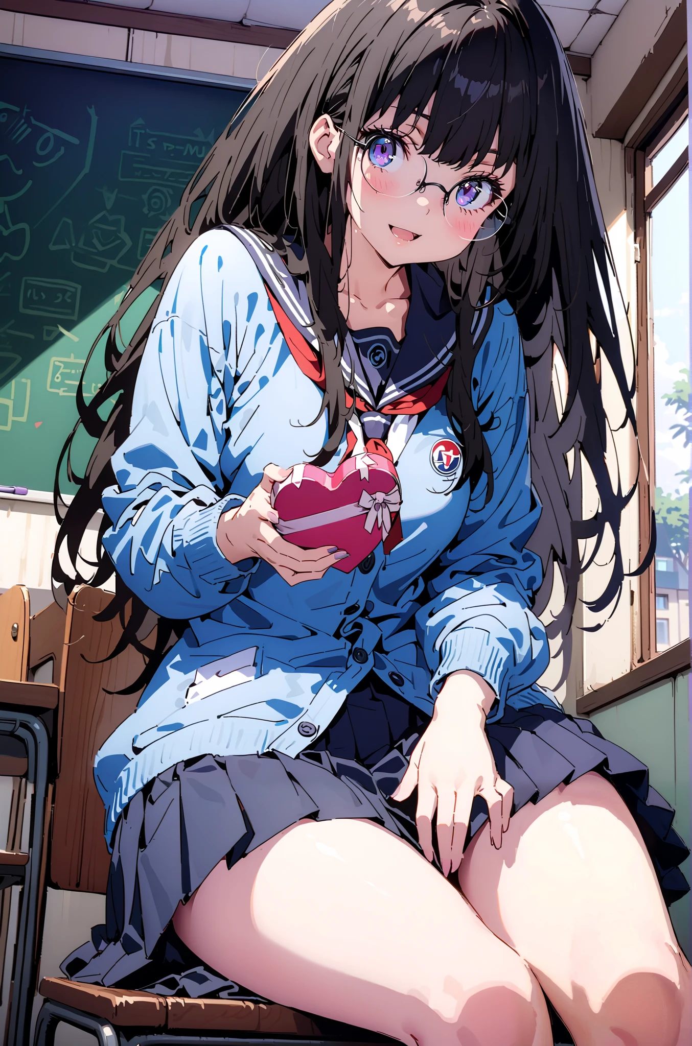 Anime girl sitting on a chair with a bowl of food（chitanda eru) - SeaArt AI