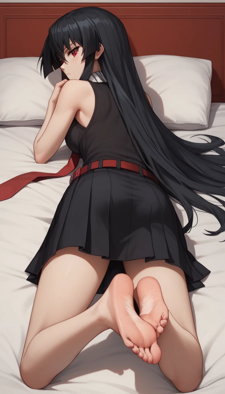 ((highest quality)), ((masterpiece)), (detailed), Perfect Face、Black suit、Black hair girl、Red hair tip